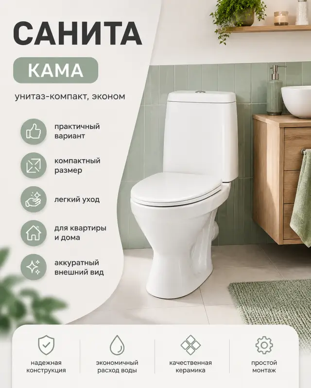 Санита Унитаз-компакт Кама эконом
