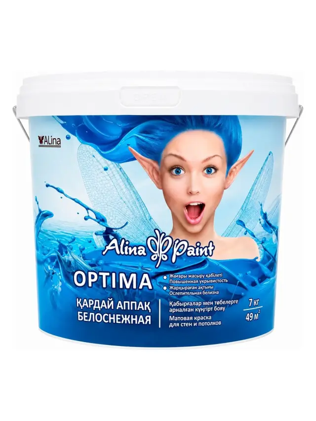 Краска водоэмульсионная ALINA OPTIMA 7кг белосн.матовая д/стен и потолков