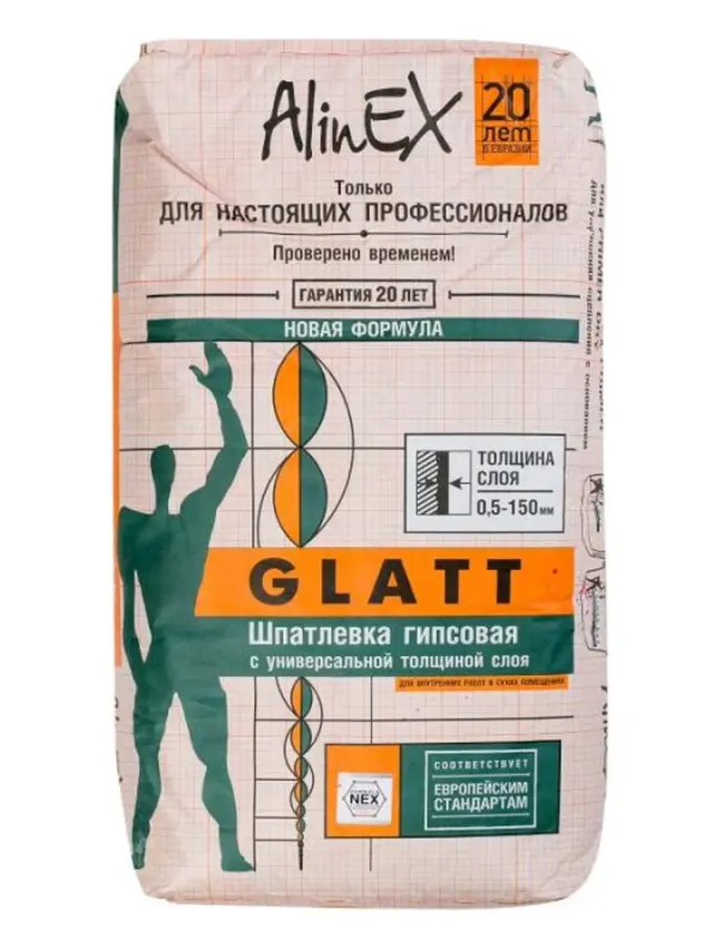 Шпатлевка AlinEX GLATT, 25кг (гипсовая)
