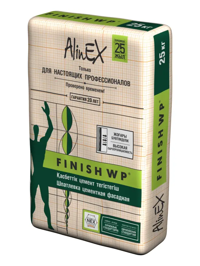 Шпатлевка AlinEX FINISH WP, 25кг (цементная)