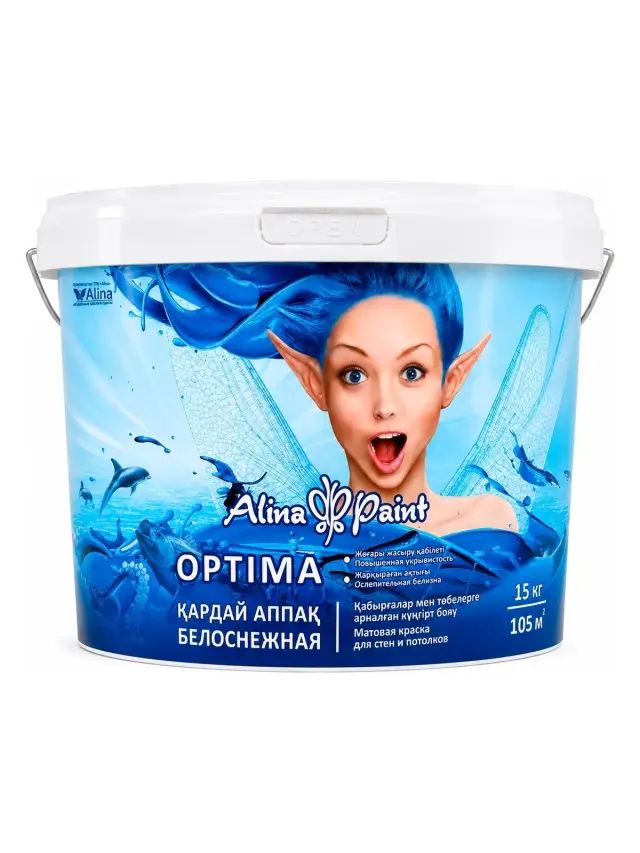 Краска водоэмульсионная ALINA OPTIMA 15кг белосн.матовая д/стен и потолков