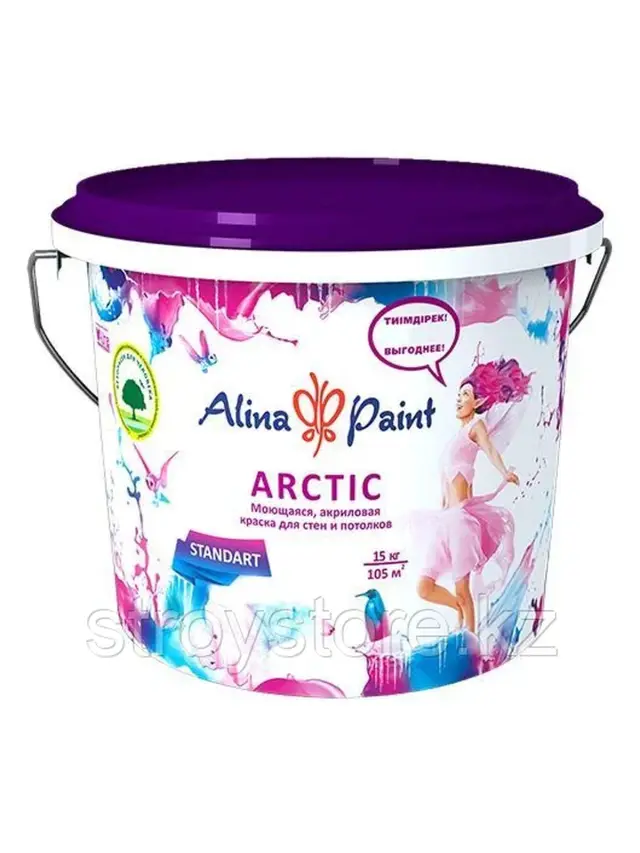 Краска водоэмульсионная ALINA ARCTIC 4,5кг акрил.моющ. д/стен и потолков