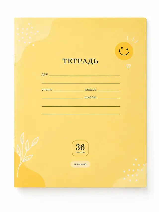 Тетрадь 36 листов линейка (желтый)