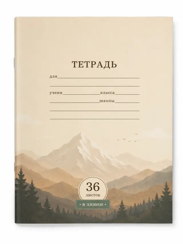 Тетрадь 36 листов линейка (коричневый)