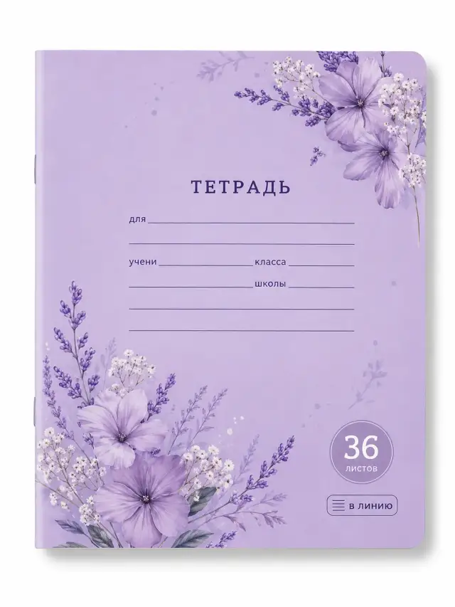 Тетрадь 36 листов линейка (фиолетовый)