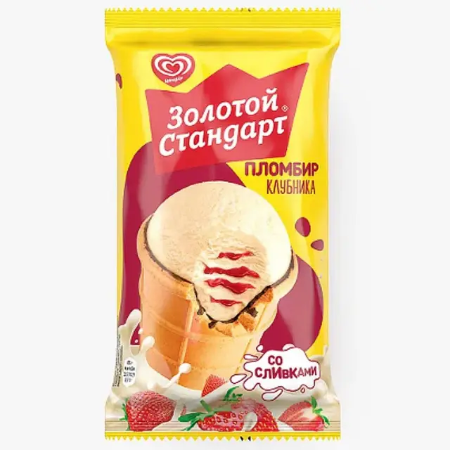 Мороженое Золотой Стандарт Клубника стакан 80 гр.