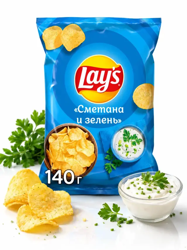 Чипсы LAYS картофельные сметана, зелень 140 гр.